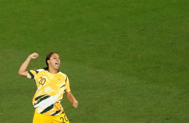 La delantera australiana Sam Kerr celebra un gol en la Copa del Mundo de Francia