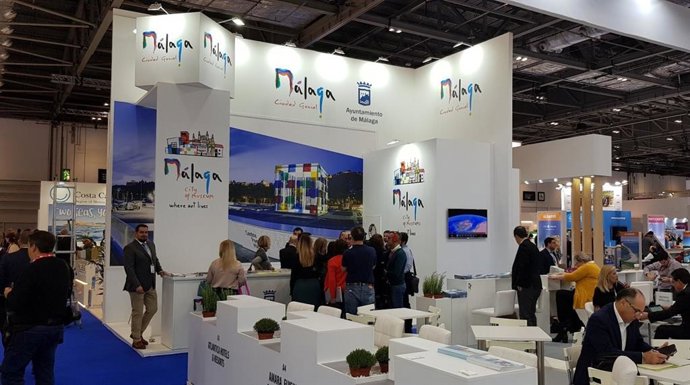Estand de Málaga capital en la World Travel Market de Londres 2019 donde han mantenido más de 70 contactos profesionales