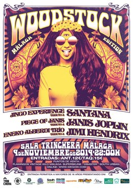 Cartel del homenaje a Woodstock en la Sala Trinchera.