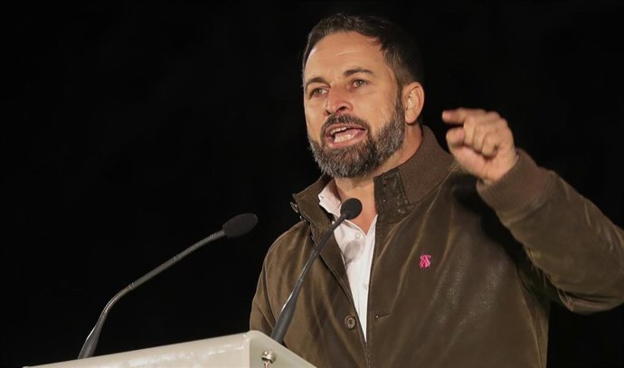 El presidente de Vox, Santiago Abascal, durante su intervención en un acto en Dos Hermanas (Sevilla) el 5 de noviembre de 2019