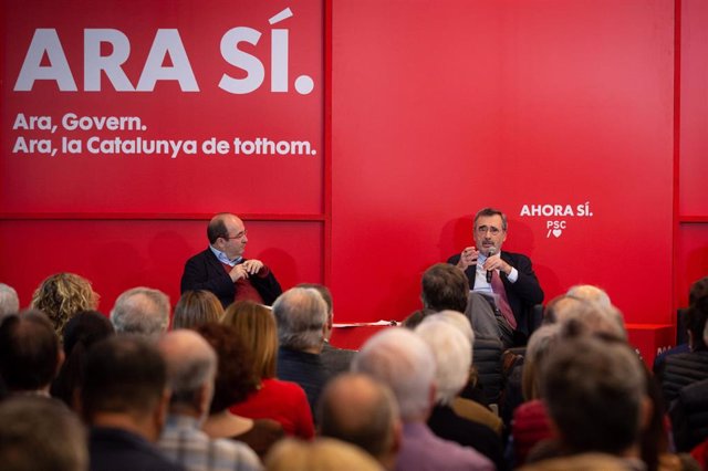 Presentación del manifiesto 'Ara Senat, Ara Diàleg' con Miquel Iceta y Manel Cruz.