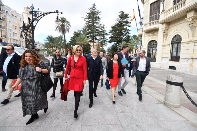 El ministro del Interior en funciones y candidato al Congreso del PSOE por Cádiz, Fernando Grande Marlaska, visita Ceuta
