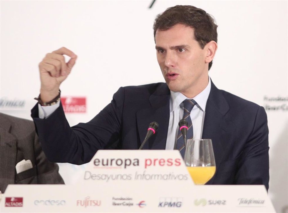 El presidente de Ciudadanos, Albert Rivera, en el Desayuno Informativo de Europa Press.