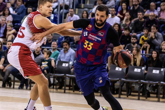 Nikola Mirotic, #33 ofFc Barcelona in action during the Liga Endesa match between  FC Barcelona  and Montakit Fuenlabrada on November 03, 2019 at Palau Blaugrana, in Barcelona, Spain, .