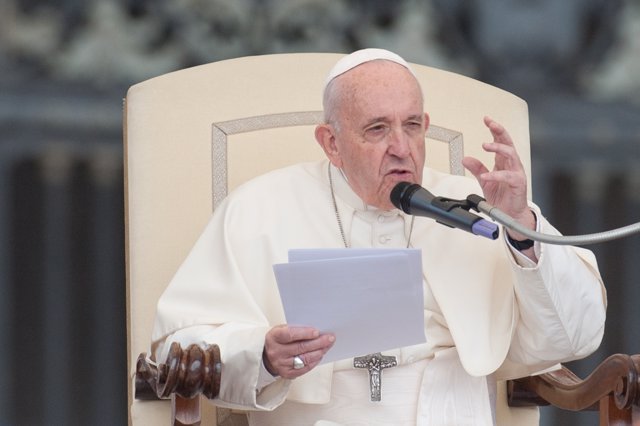 October 30, 2019 - Vatican: Pope Francis speaks during his weekly general audience in Saint Peter's Square, at the Vatican. (Massimigliano Migliorato/CPP/Contacto)