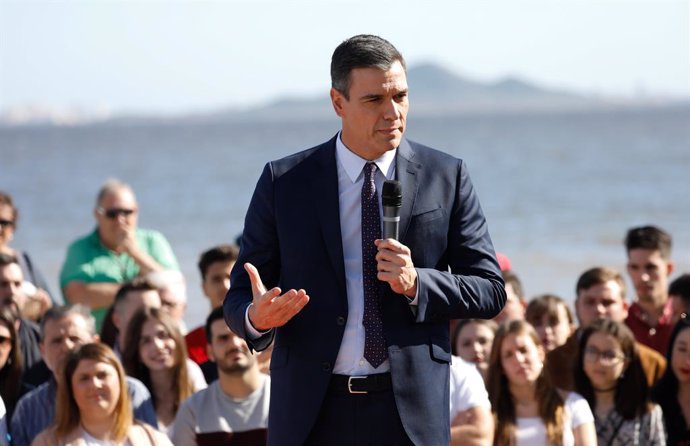 El president del Govern i líder del PSOE, Pedro Sánchez intervé en un míting a los Alcázares, Múrcia, (Espanya), a 7 de novembre del 2019.