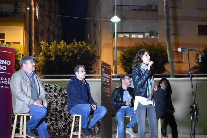 El coordinador general de IU en Andalucía, Toni Valero, en un acto de campaña en Almería