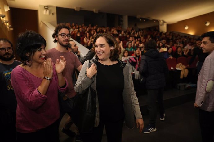 Ada Colau, a su llegada a la Facultad de Comunicación de Sevilla