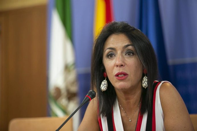 La presidenta del Parlamento de Andalucía, Marta Bosquet, durante una comparecencia en rueda de prensa. Foto de archivo