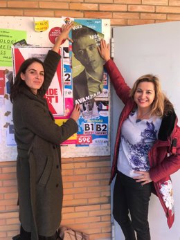 Rita Maestre y Carmen Lizárraga en un acto en Málaga