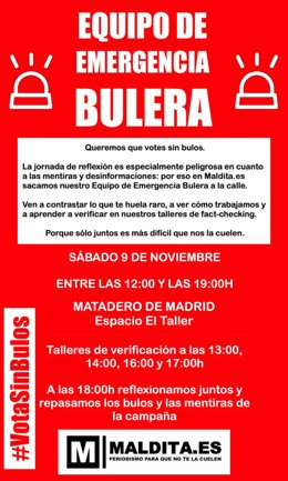 Taller de Maldita durante la jornada de reflexión para el 10N