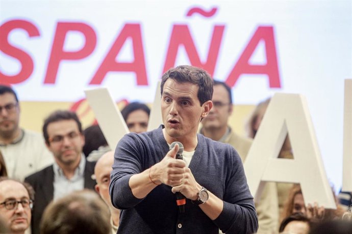 El presidente de Ciudadanos, Albert Rivera, en un acto en la sede central del partido.