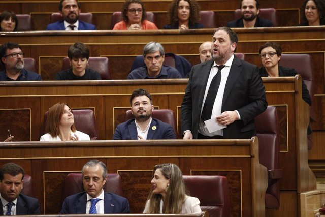 El líder de ERC, Oriol Junqueras, durante la constitución del Congreso