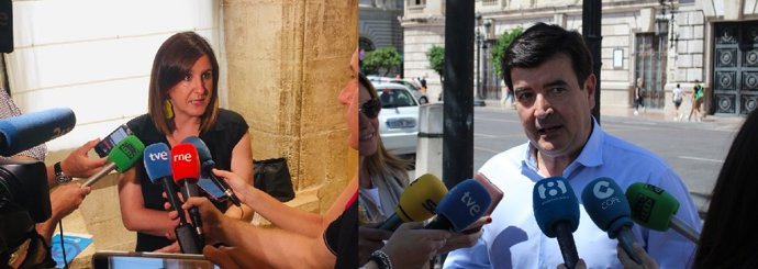 Catalá (PP) y Giner (Cs) atienden a los medios en imagen de archivo