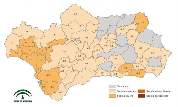 Andalucía pierde un 16,56% de agua en un año y tiene ya 13 comarcas agrarias en 