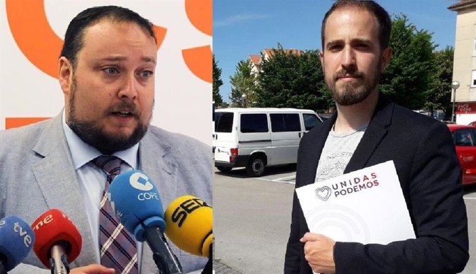 El candidato de Cs Cantabria al Congreso Rubén Gómez y el de Unidas Podemos, Luis del Piñal