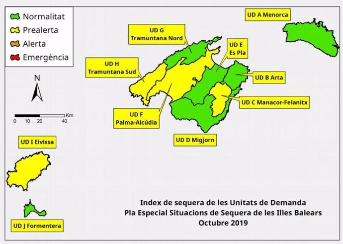 Índice de sequía del mes de octubre en Baleares