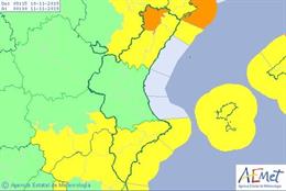 Avisos activos en la Comunitat Valenciana este domingo, 10 de noviembre