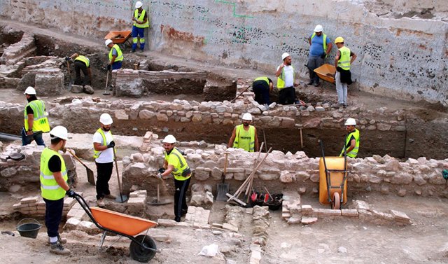 Trabajos arqueologicos y de construcción del metro de Málaga