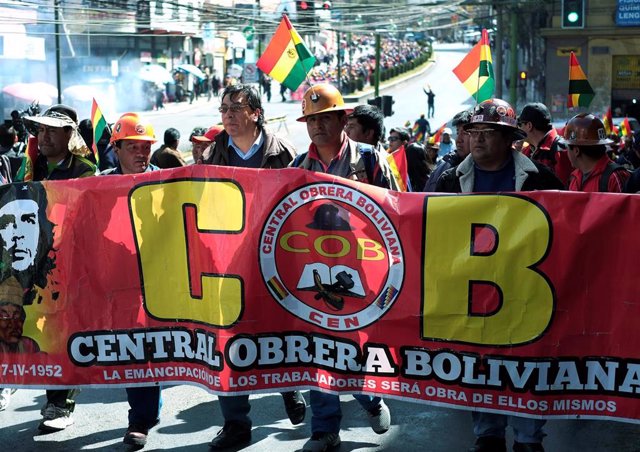Protesta del sindicato Central Obrera Boliviana en La Paz