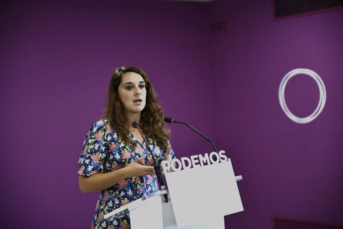 La portaveu de Podem al Congrés dels Diputats, Noelia Vera, durant una roda de premsa oferta després del Consell de Coordinació del partit a Madrid, a 16 de setembre del 2019.