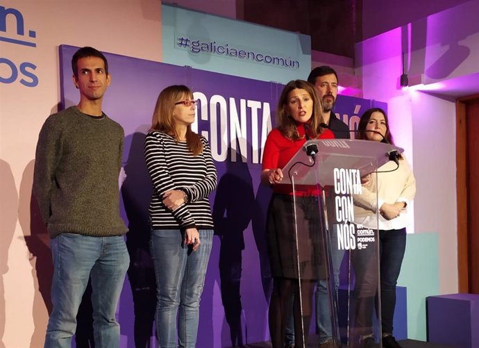 Yolanda Díaz y el resto de candidatos de En Común Unidas Podemos valoran los resultados de las elecciones generales del 10 de noviembre