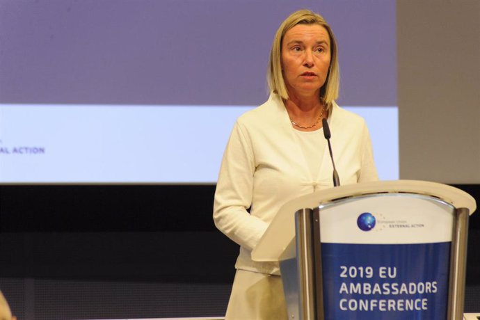 Federica Mogherini, Alta Representante para la Política Exterior y la Seguridad Común de la Unión Europea, en una comparecencia en Bruselas