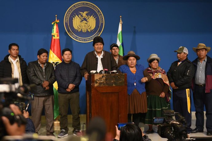 Evo Morales en rueda de prensa