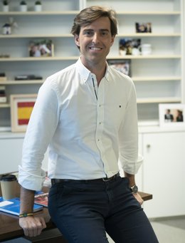 El vicesecretario de Comunicación del PP, Pablo Montesinos, en su despacho en la sede nacional del PP