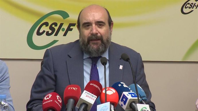 El presidente de CSIF, Miguel Borra, en rueda de prensa