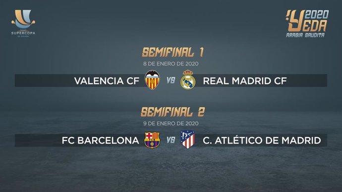 AV.- Fútbol/Supercopa.- Valencia-Real Madrid y Barcelona-Atlético, semifinales d