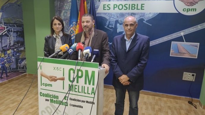El presidente de CPM, Mustafa Aberchán, en rueda de prensa en Melilla