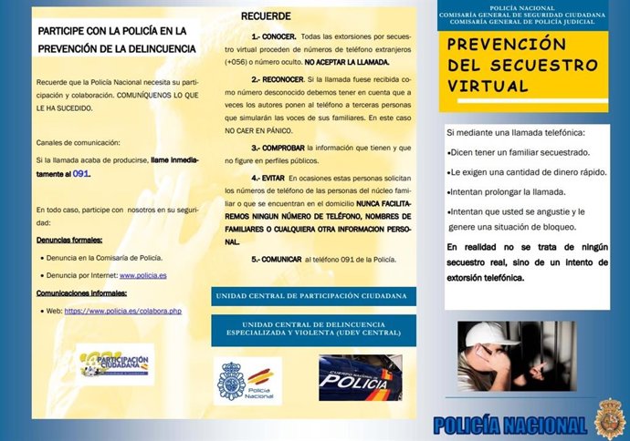 Recomendaciones de la Policía Nacional ante "secuestros virtuales"