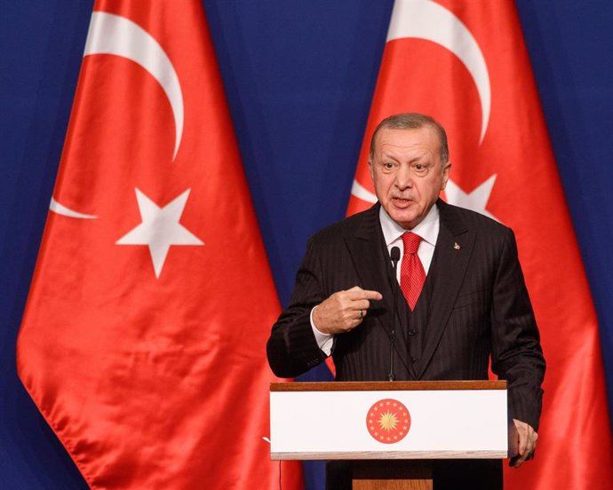 Recep Tayyip Erdogan en una rueda de prensa