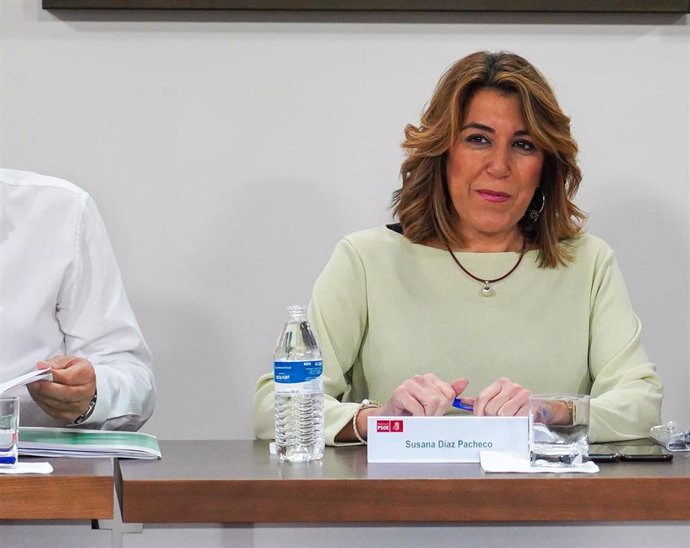 La secretaria general del PSOE-A, Susana Díaz,  en la reunión de la Comisión Ejecutiva Regional del PSOE-A que se celebró este lunes