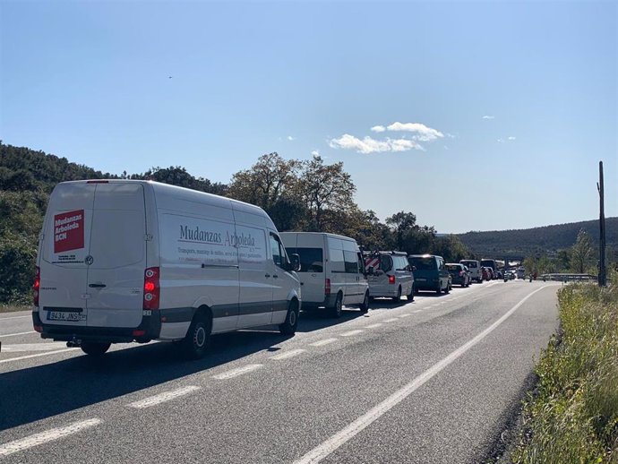 Retenciones en la carretera N-II en La Jonquera (Girona) tras el corte de Tsunami Democrtic