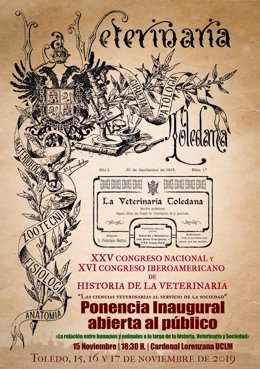 Cartel del XVI Congreso Iberoamericano y XXV Nacional de Historia de la Veterinaria de Toledo.