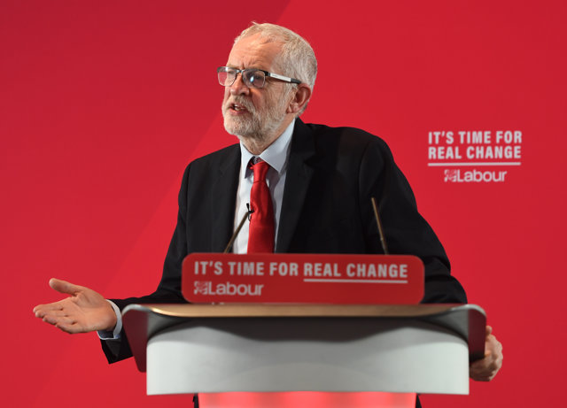 12 November 2019, England, Blackpool: UK Labour Party leader Jeremy Corbyn speaks during an event as the Labour party set out their plans for education, ahead of General Election which will be held on 12 December 2019. Photo: Joe Giddens/PA Wire/dpa