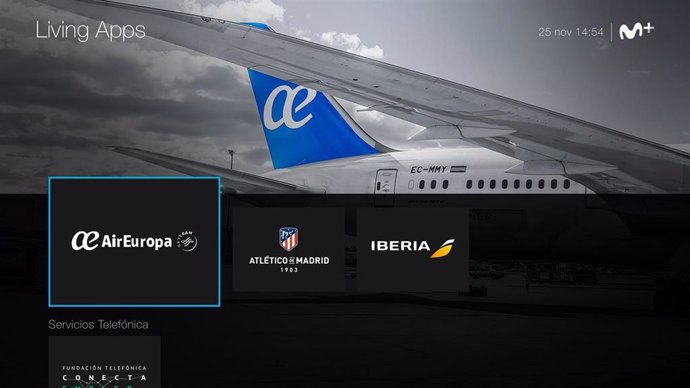Movistar Living Apps con las aplicaciones de Air Europa, Atlético de Madrid e Iberia