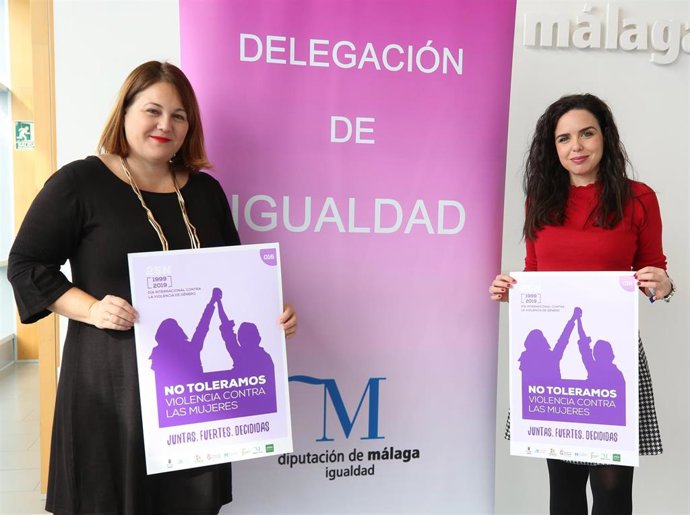 Natacha Rivas, vicepresidenta cuarta de la Diputación; y la diputada de Igualdad, Lourdes Piña, presentan la campaña y programación con motivo del 25N