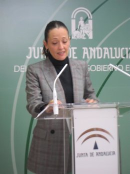 La delegada del Gobierno andaluz en Jaén, Maribel Lozano, durante la rueda de prensa