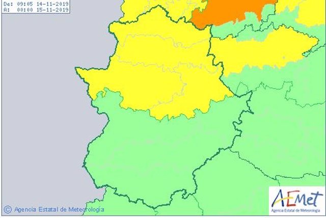 Alerta por vientos en la provincia de Cáceres