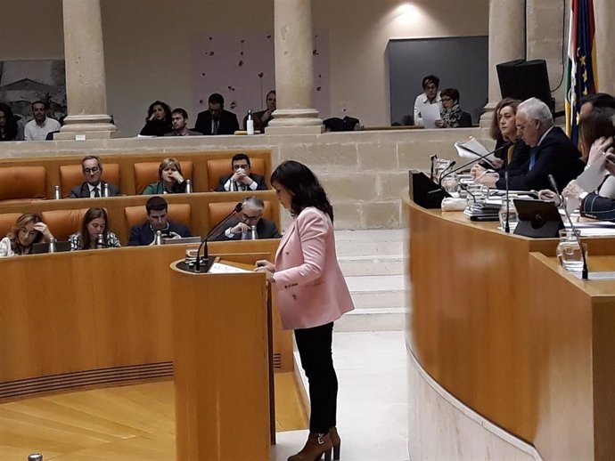 La presidenta del Gobierno, Concha Andreu, interviene en el Parlamento riojano en un pleno