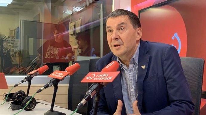 El coordinador general de EH Bildu, Arnaldo Otegi, en una entrevista en Radio Euskadi