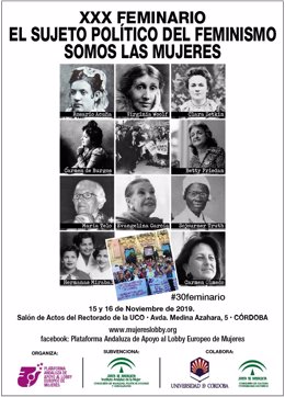 Cartel del XXX Feminario de la Plataforma Andaluza de Apoyo al Lobby Europeo de Mujeres (Palem)