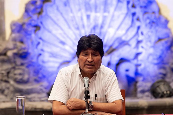 Evo Morales en rueda de prensa en México