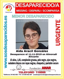 Joven desaparecida en Alicante