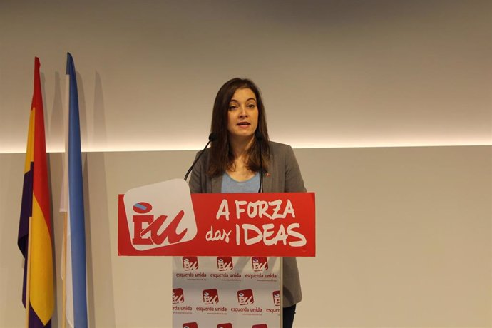 La coordinadora nacional de Esquerda Unida, Eva Solla, en rueda de prensa