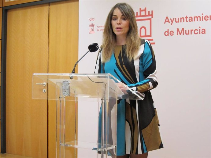 La portavoz del Gobierno municipal de Murcia, Rebeca Pérez en rueda de prensa tras la Junta de Gobierno