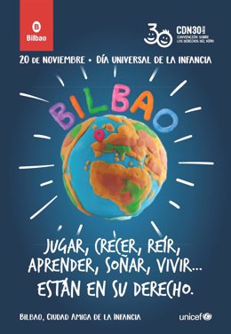 Cartel el Ayuntamiento de Bilbao con motivo del 'Día Internacional de la Infancia'.